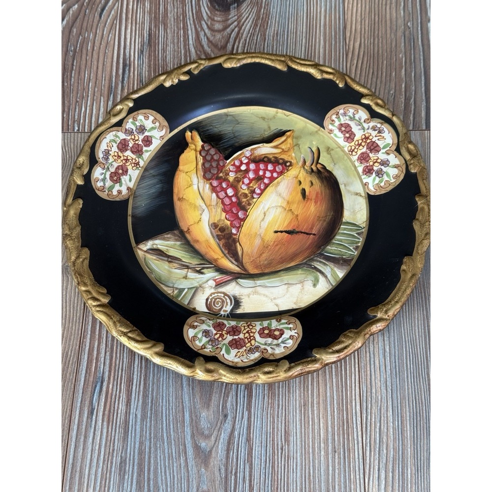 Toyo Designed by Raymond Waites Pomegranate Black Decorative Plate 10"
